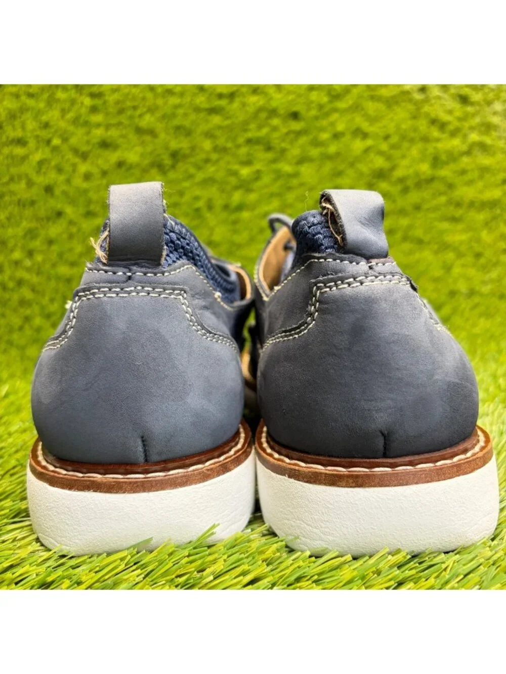 Johnston & Murphy Duncan Mens Size 8 Blue Leather Plain Toe Dress Oxford Shoes